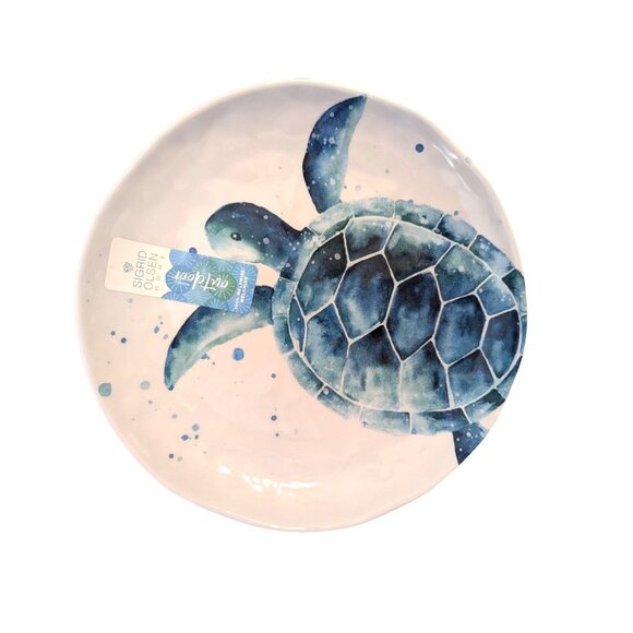 Sigrid Olsen Sea Turtle Dinner Plate 9-inch Melamine Blue White Set of 1 NEW - Picture 1 of 5